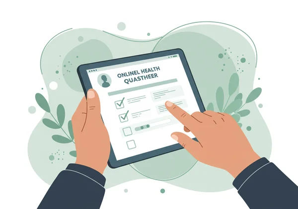 A person interacting with an online bipolar screening test.