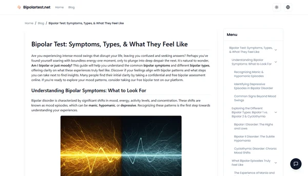 Bipolar Test: Symptoms, Types, & What They Feel Like