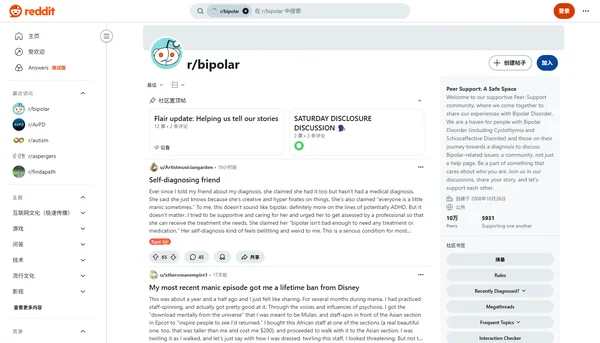 Reddit r/bipolar