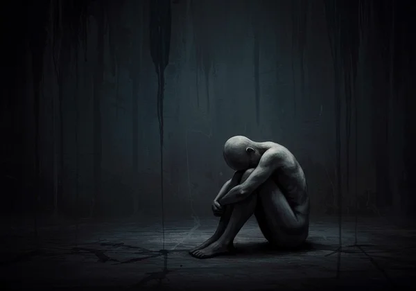 Abstract depiction of deep sadness and low energy.