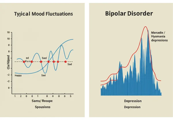 Chart comparing bipolar mood swings to normal moodiness.